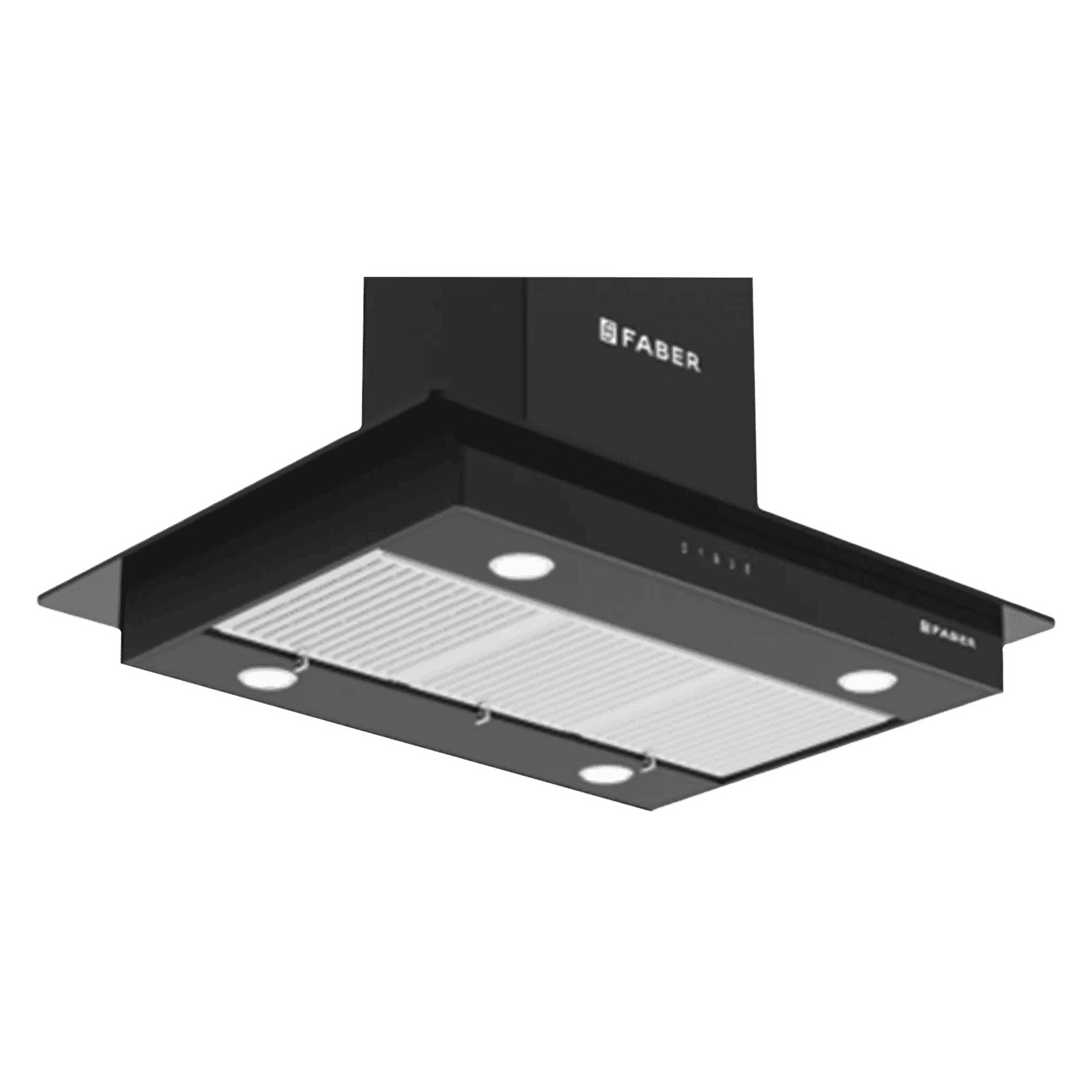 FABER HERCULES ISOLA DTC BK 90cm 1000m3/hr Ducted Ceiling Mounted Chimney with Touch Control Panel (Black)