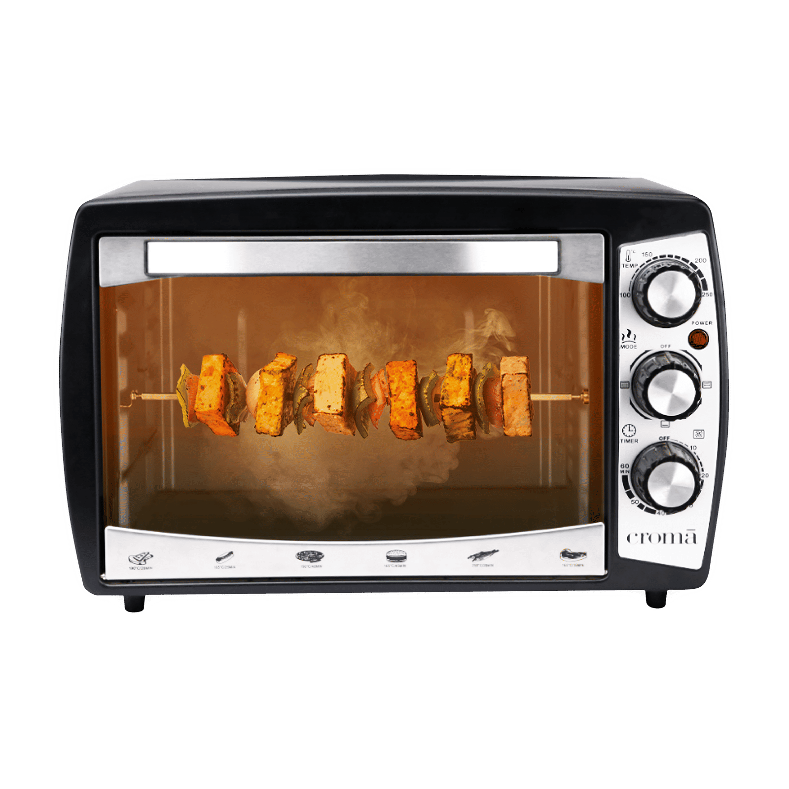 Croma 18L Oven Toaster Grill with Motorized Rotisserie (Black & Silver)