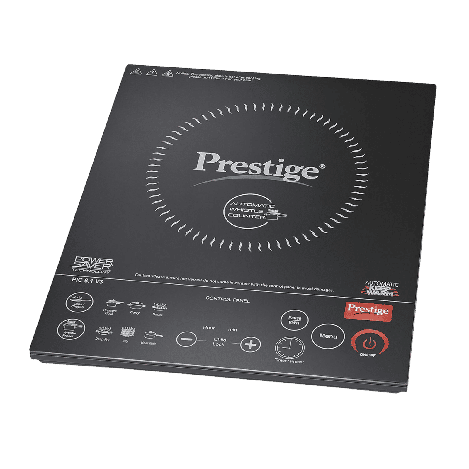 Prestige PIC 6.1 V3 2200W Single Induction Cooktop with 8 Preset Menus