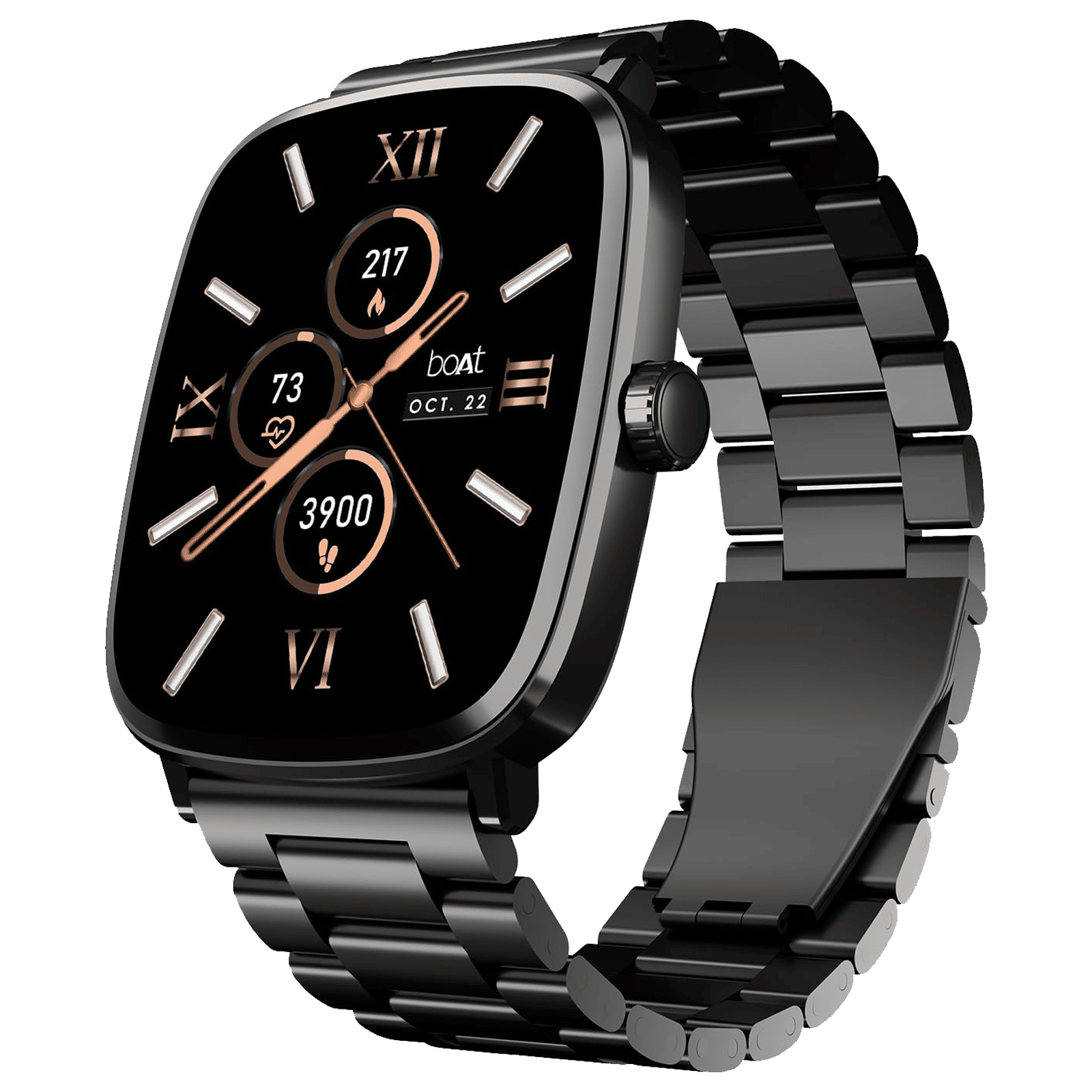 boAt Ultima Regal Smartwatch with Bluetooth Calling (51mm AMOLED Display, IP68 Water Resistant, Steel Black Strap)