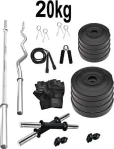DCS Pro 22 kg FITNESS 20kg PVC Dumbbell Set + 3ft.(Straight + Bend) RODS + FITNESS ACCESSORIES Home Gym Combo Price in India - Buy DCS Pro 22 kg FITNESS 20kg PVC Dumbbell Set + 3ft.(Straight + Bend) RODS + FITNESS ACCESSORIES Home Gym Combo online at Flipkart.com